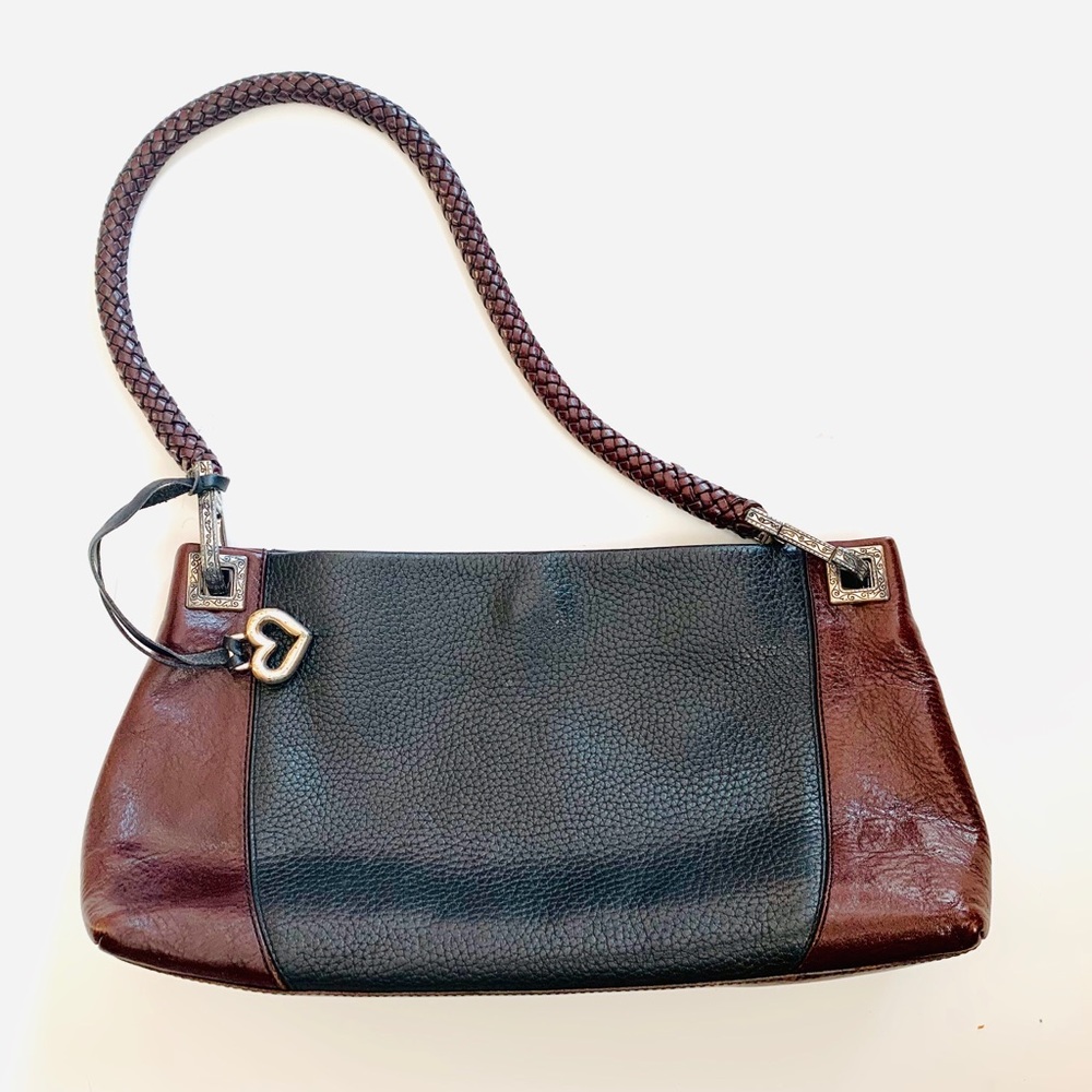 Brighton Black & Brown Pebbled Leather Handbag